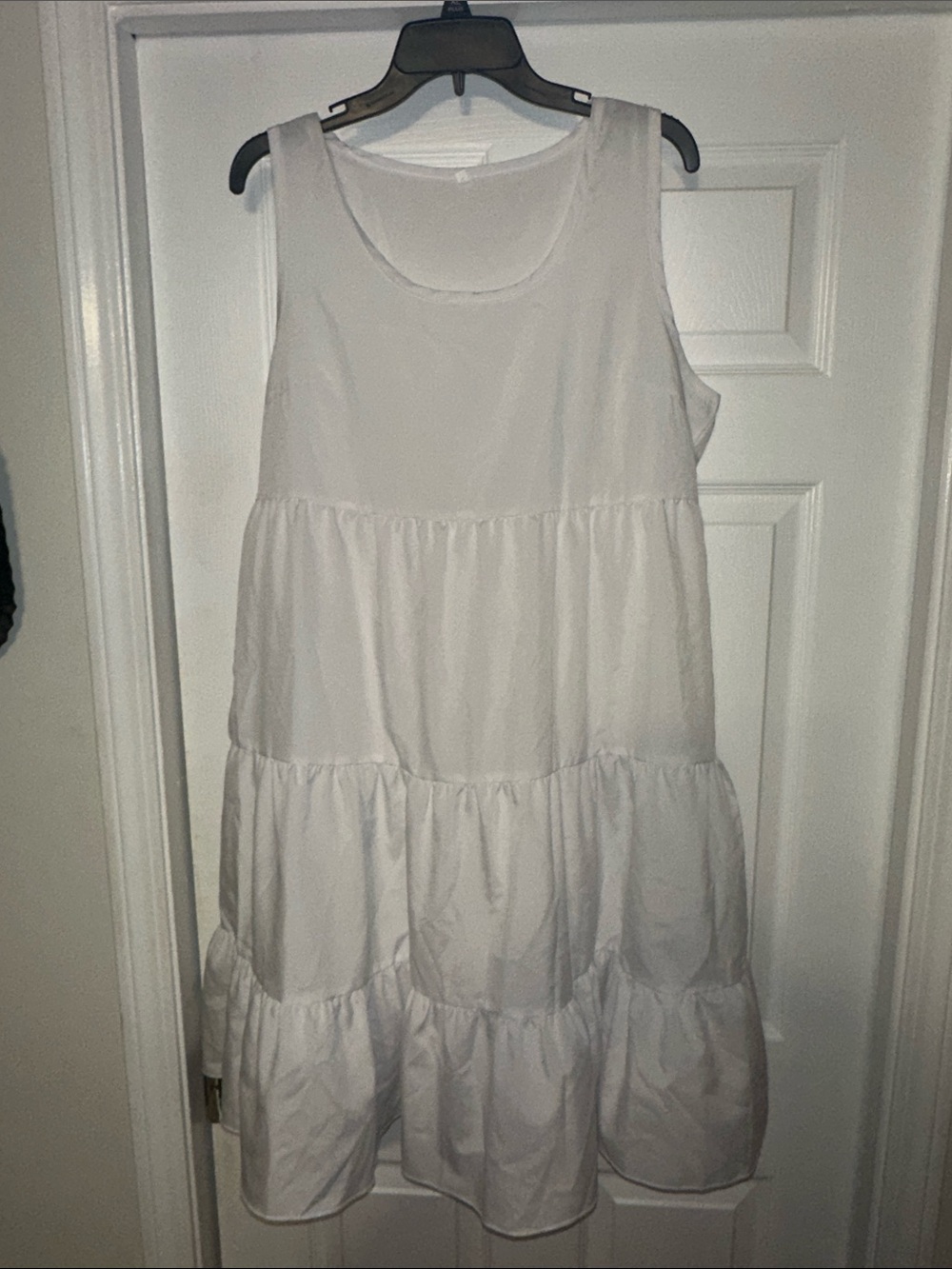 Ladies White Tiered Sleeveless Dress - Classic Summer Style